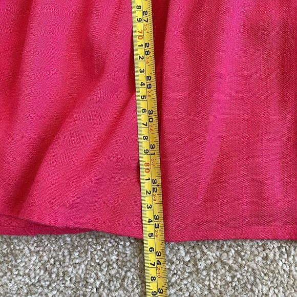 Umgee Floral Embroidered Boho Linen Blend A-line Dress Pom Pom Trim Pink - Small - Picture 12 of 12